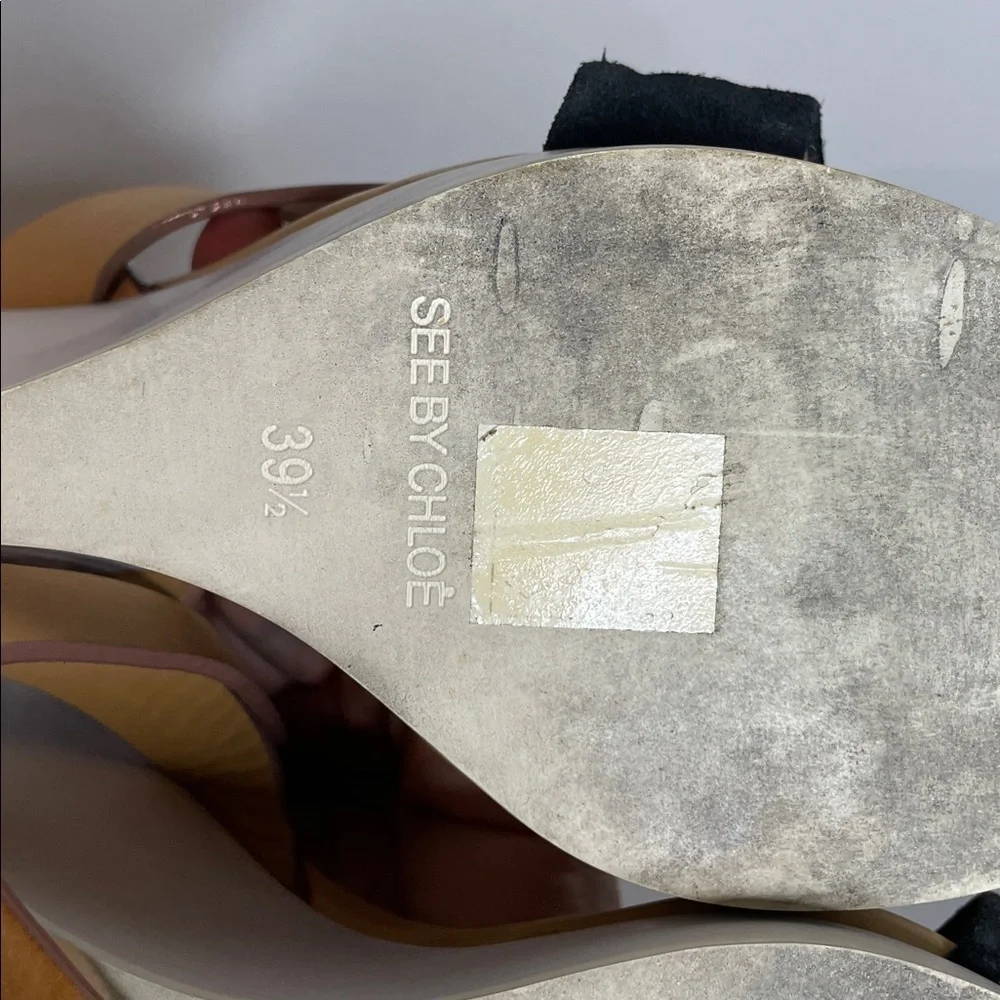 See by Chloé | Leather Cutout Accent Slingback Wedge Sandals Size 9.5